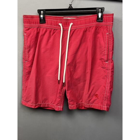 Express Swim Trunks Mens Small Red Pockets Embroidered Lined Retro - Picture 1 of 10